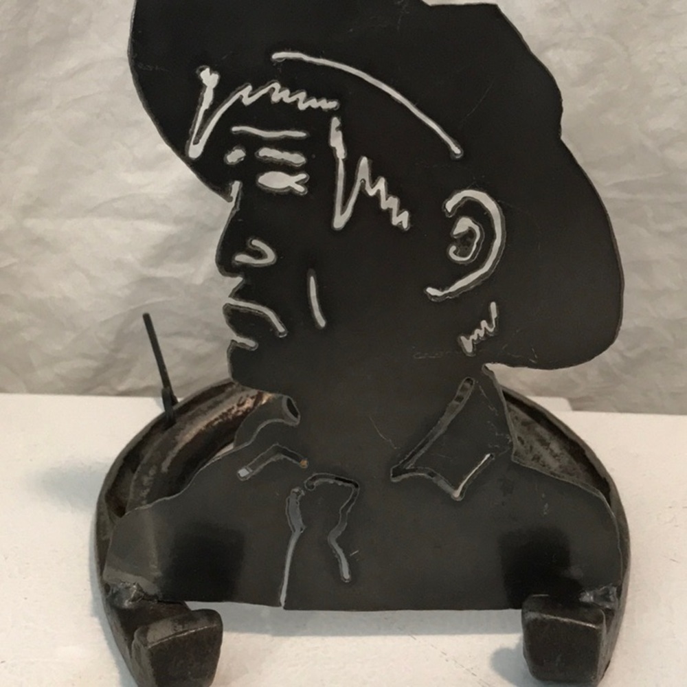 Hand Wrought Cowboy Candle Holder Welded Horseshoe Silhouette Metal Art NWT